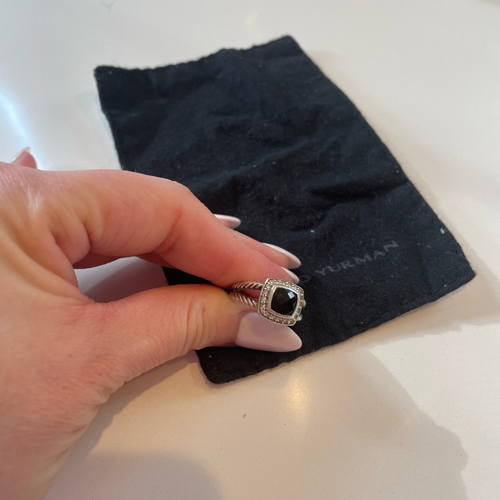 David Yurman Albion Black Onyx Petite Ring Size 6